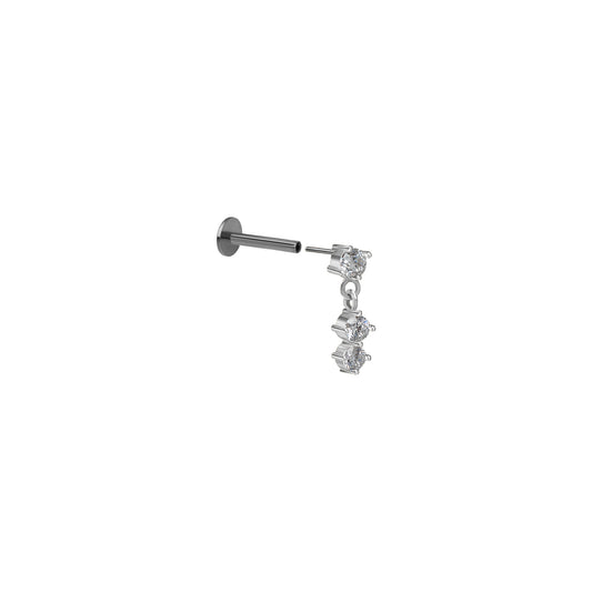 Kolczyk do piercingu Zirconia 3 Silver