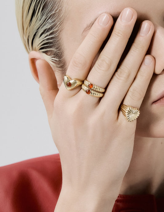 Sygnet Valentin Gold z Kamieniem Red