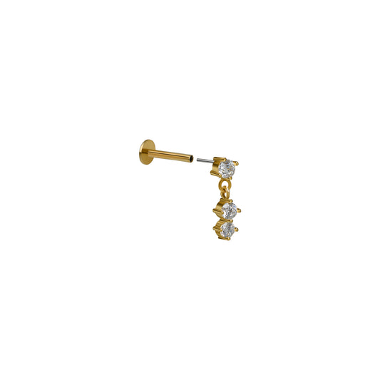 Kolczyk do piercingu Zirconia 3 Gold