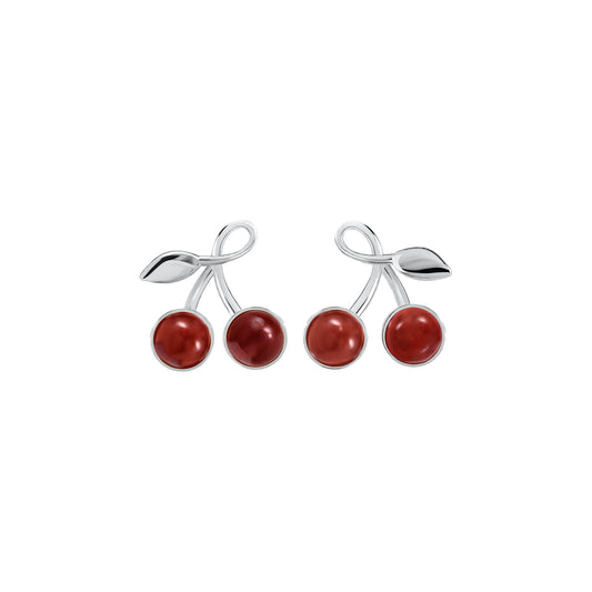 Kolczyki Cherry Medium Silver z Kamieniami Red