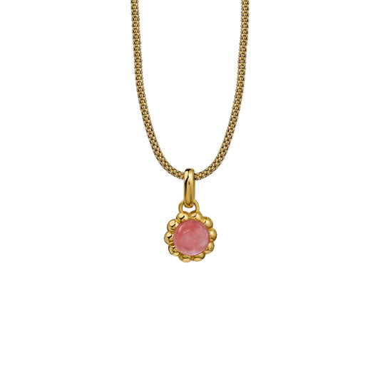 Naszyjnik Flora Gold z Kamieniem Pink Owal