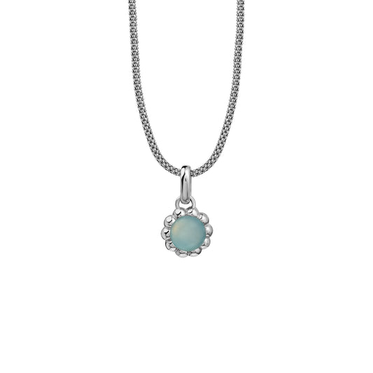 Naszyjnik Flora Silver z Kamieniem Aqua Owal