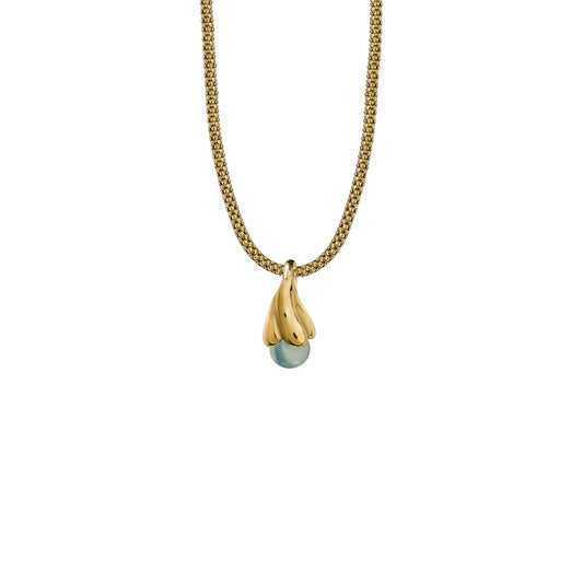 Naszyjnik Tinker Bell Gold z kamieniem Aqua owal