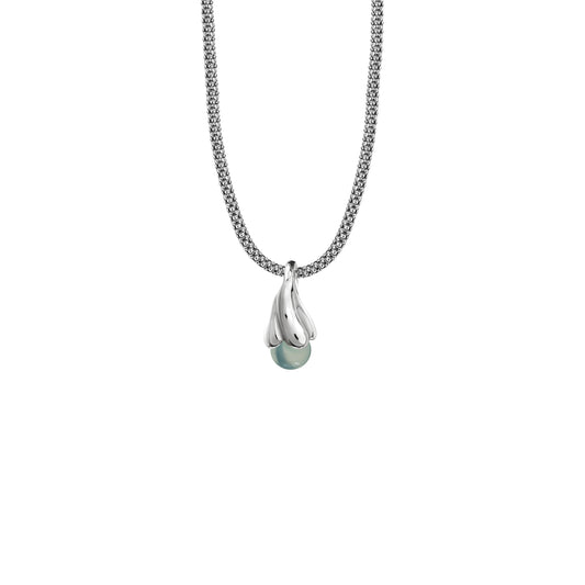 Naszyjnik Tinker Bell Silver z kamieniem Aqua Owal