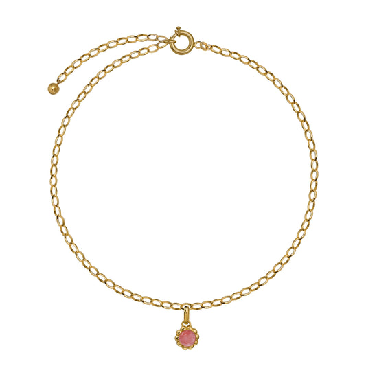 Zawieszka Flora Gold z Kamieniem Pink