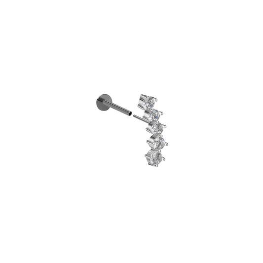 Kolczyk do piercingu Zirconia 5 Silver