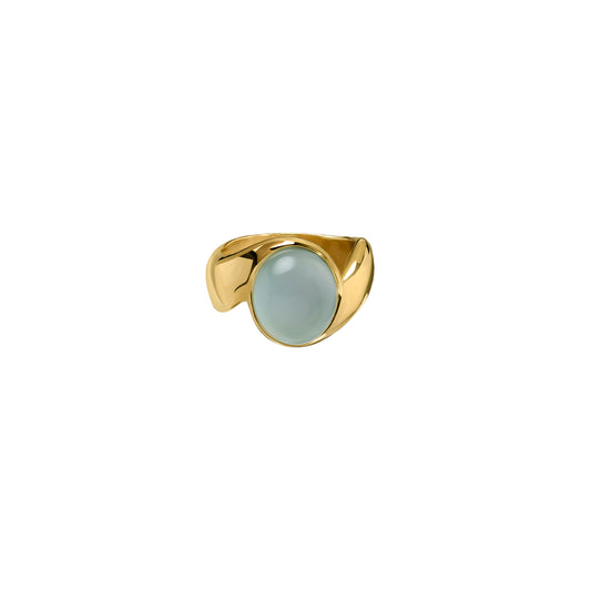 Pierścionek Swan Gold z kamieniem Aqua