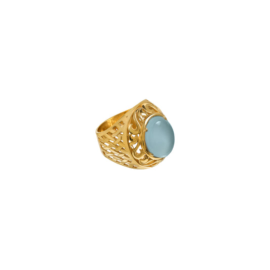Sygnet Panier Gold z kamieniem Blue