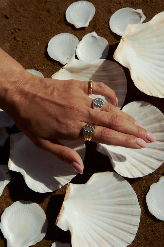 Sygnet Sirène Silver z Kamieniem Aqua