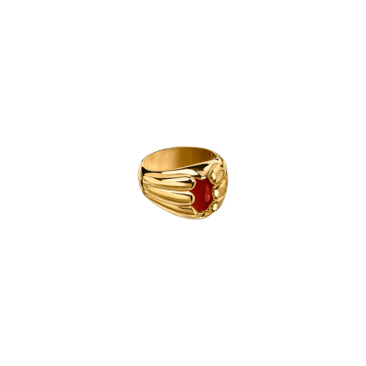 Sygnet Sirène Gold z Kamieniem Red