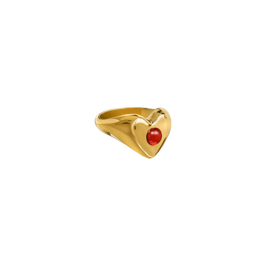 Sygnet Valentin Gold z Kamieniem Red