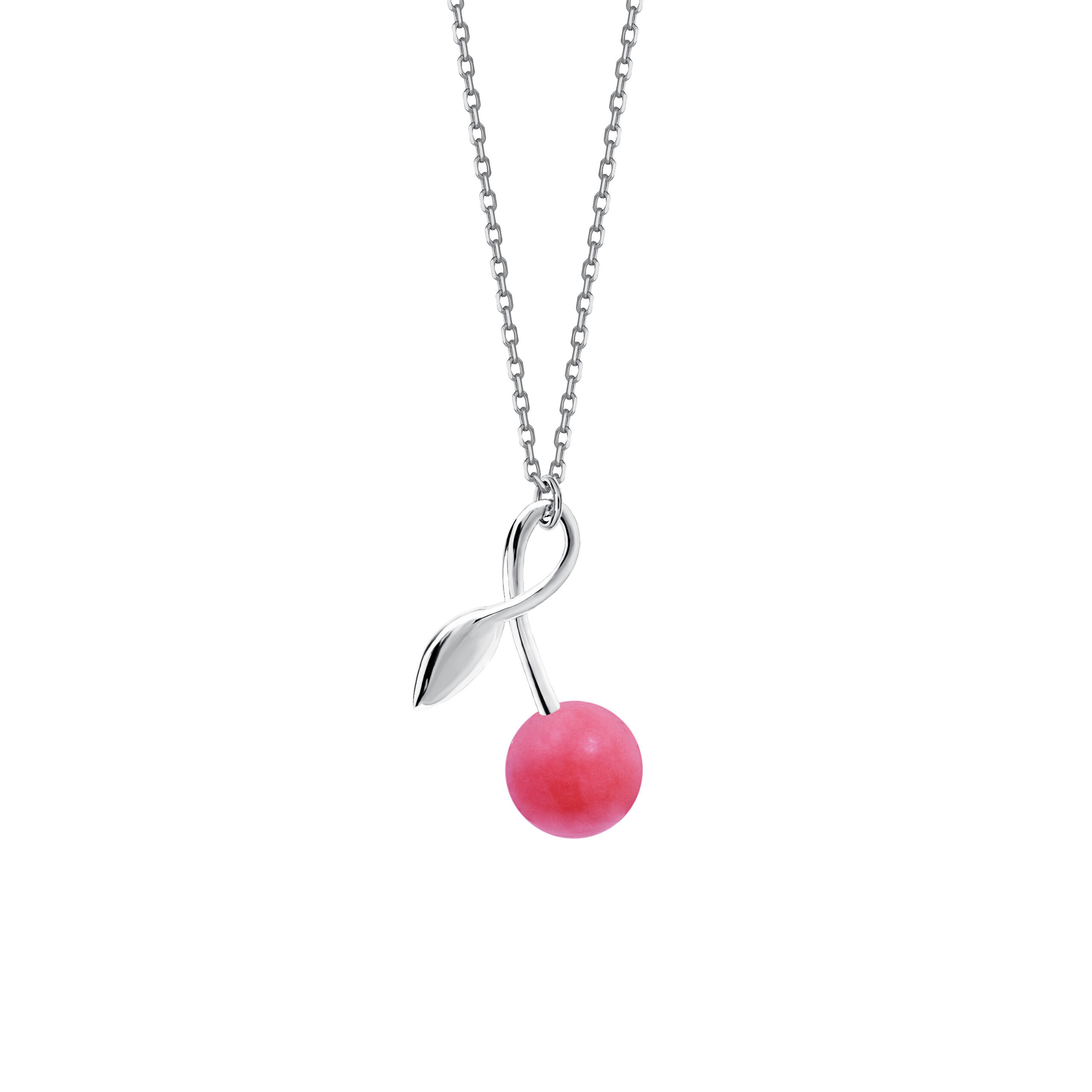 Naszyjnik Cherry Medium Silver z Kamieniem Pink