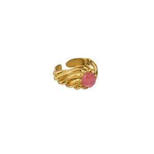 Sygnet Flora Gold z Kamieniem Pink<span> - </span>S