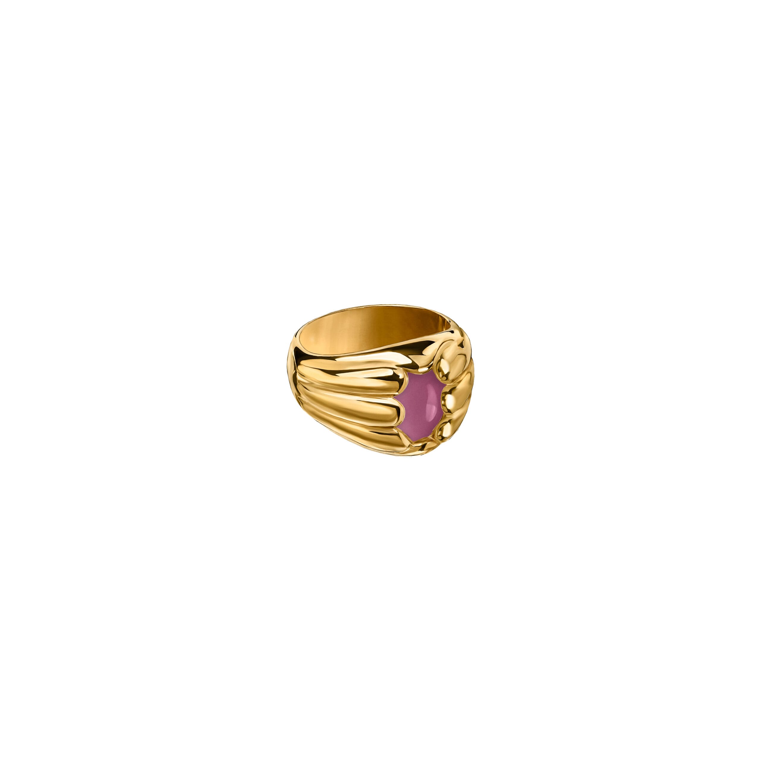 Sygnet Sirène Gold z Kamieniem Pink