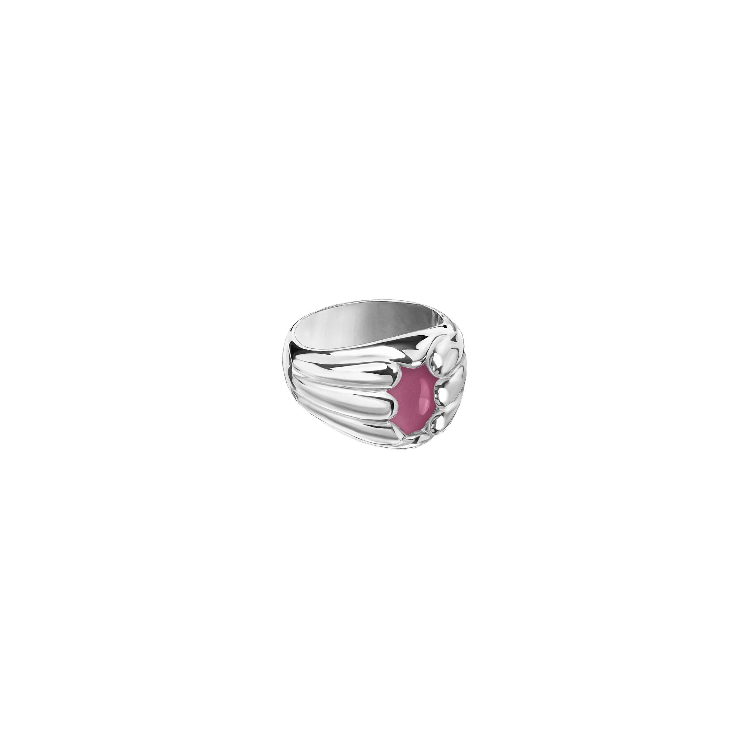 Sygnet Sirène Silver z Kamieniem Pink