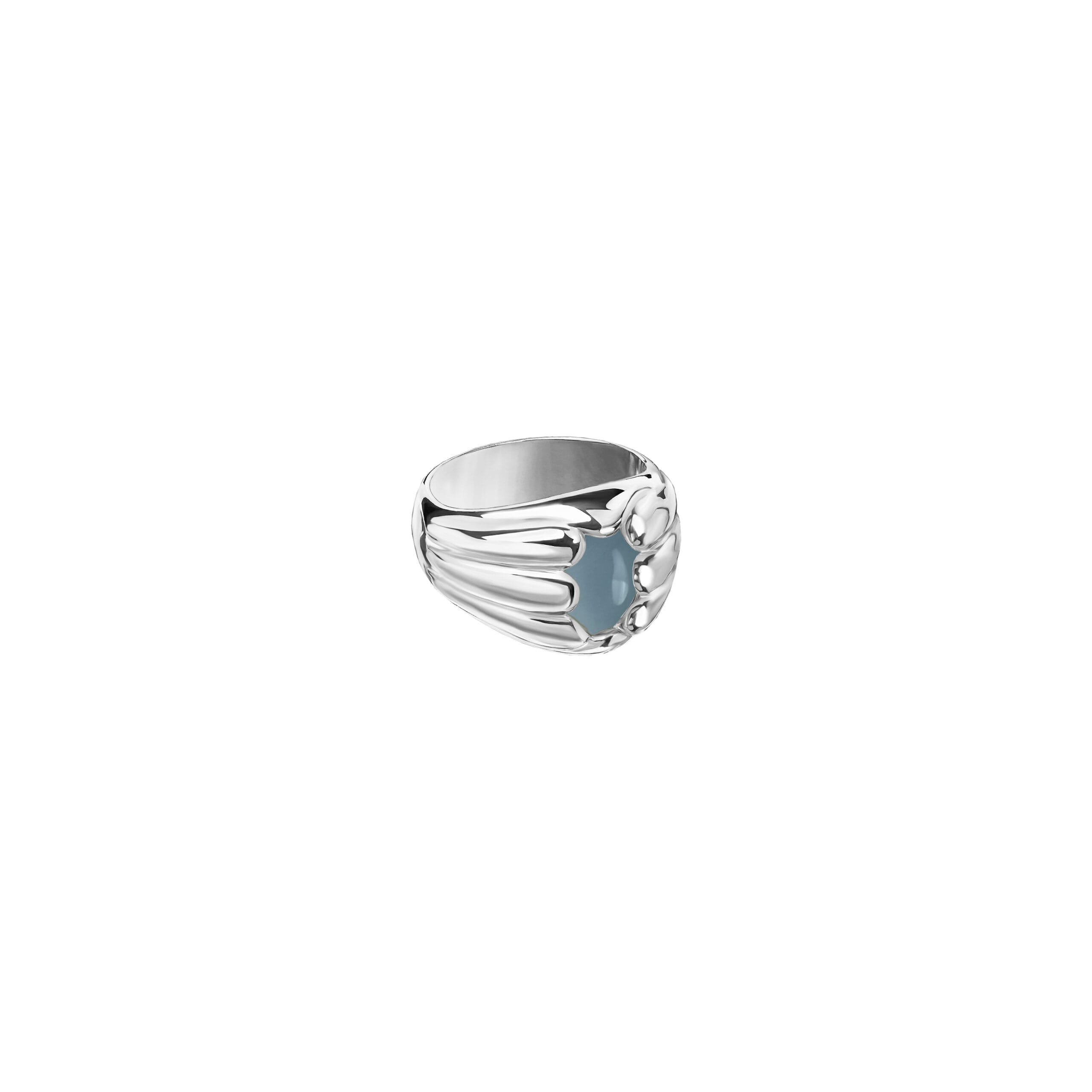 Sygnet Sirène Silver z Kamieniem Aqua