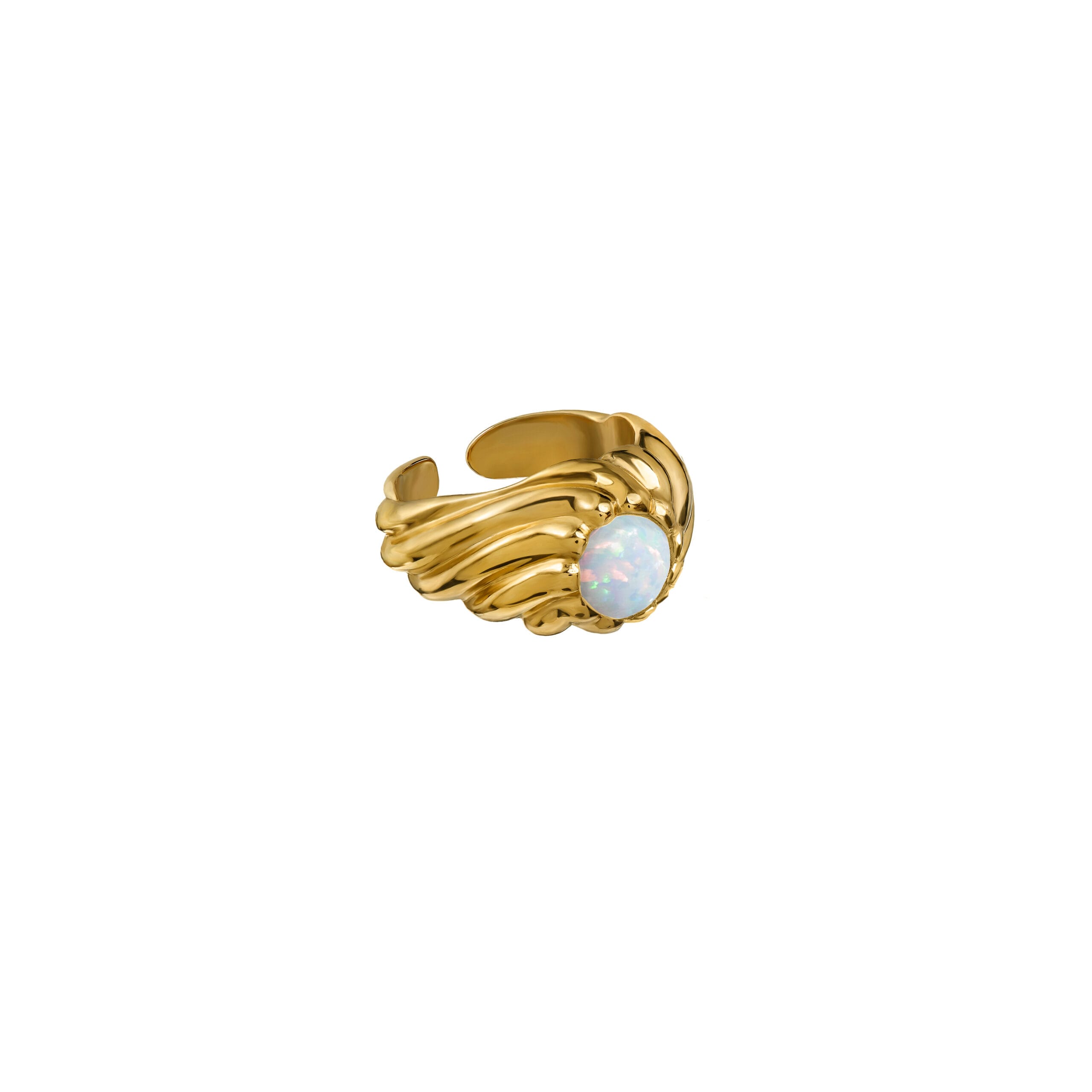 Sygnet Flora Gold z Kamieniem Opal