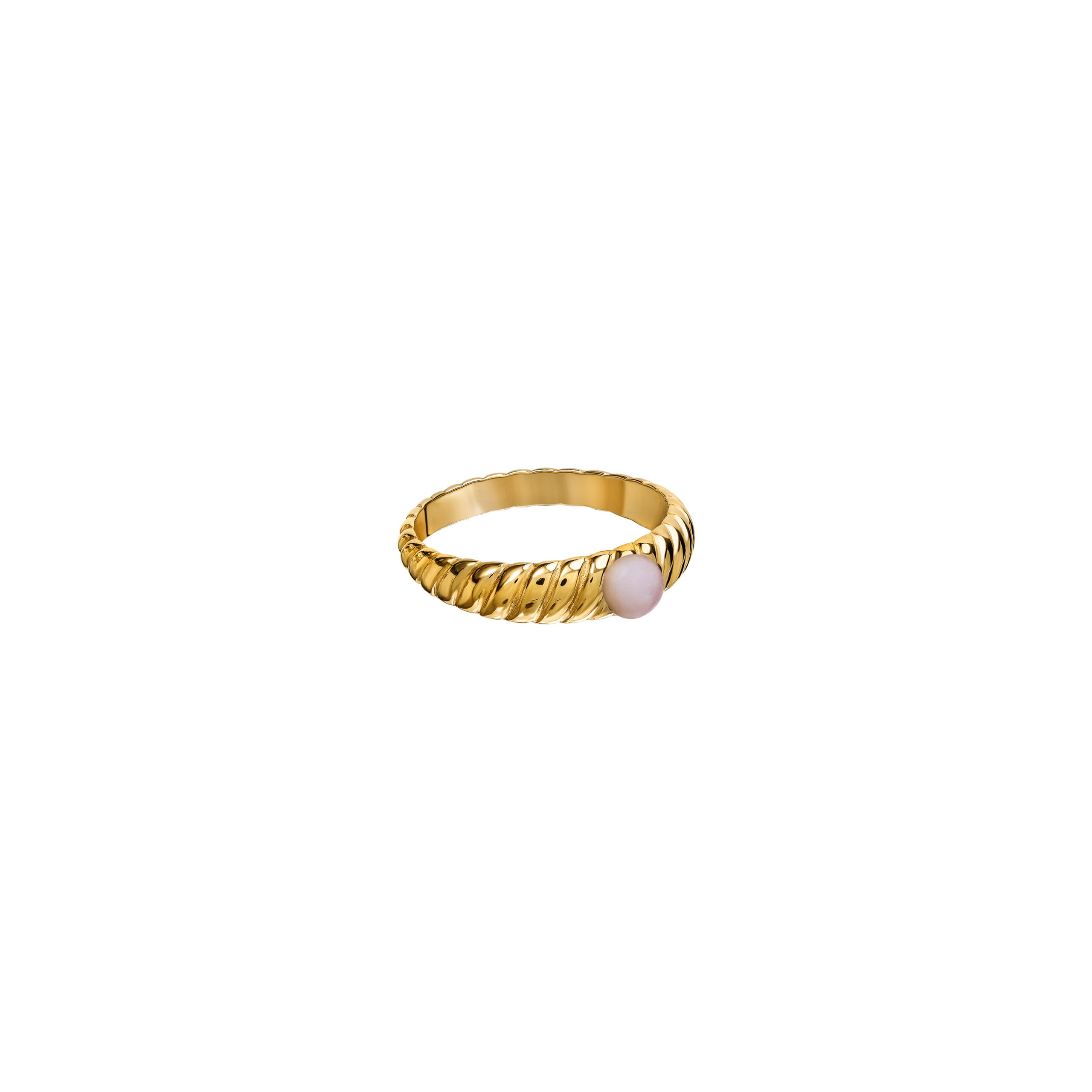 Obrączka Valentin Gold z kamieniem baby pink