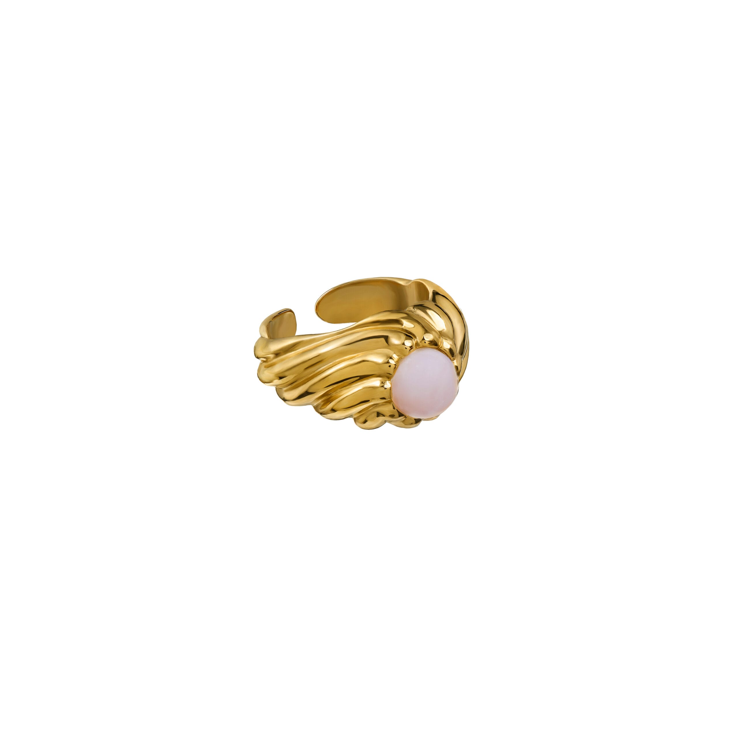 Sygnet Flora Gold z Kamieniem baby pink