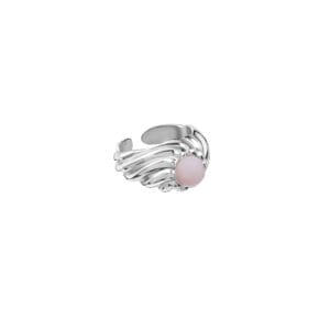 Sygnet Flora Silver z Kamieniem baby pink<span> - </span>L