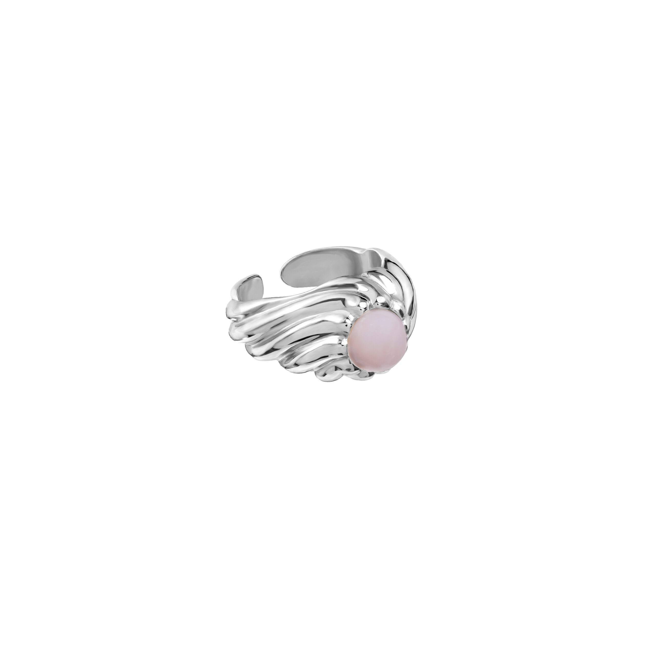 Sygnet Flora Silver z Kamieniem baby pink