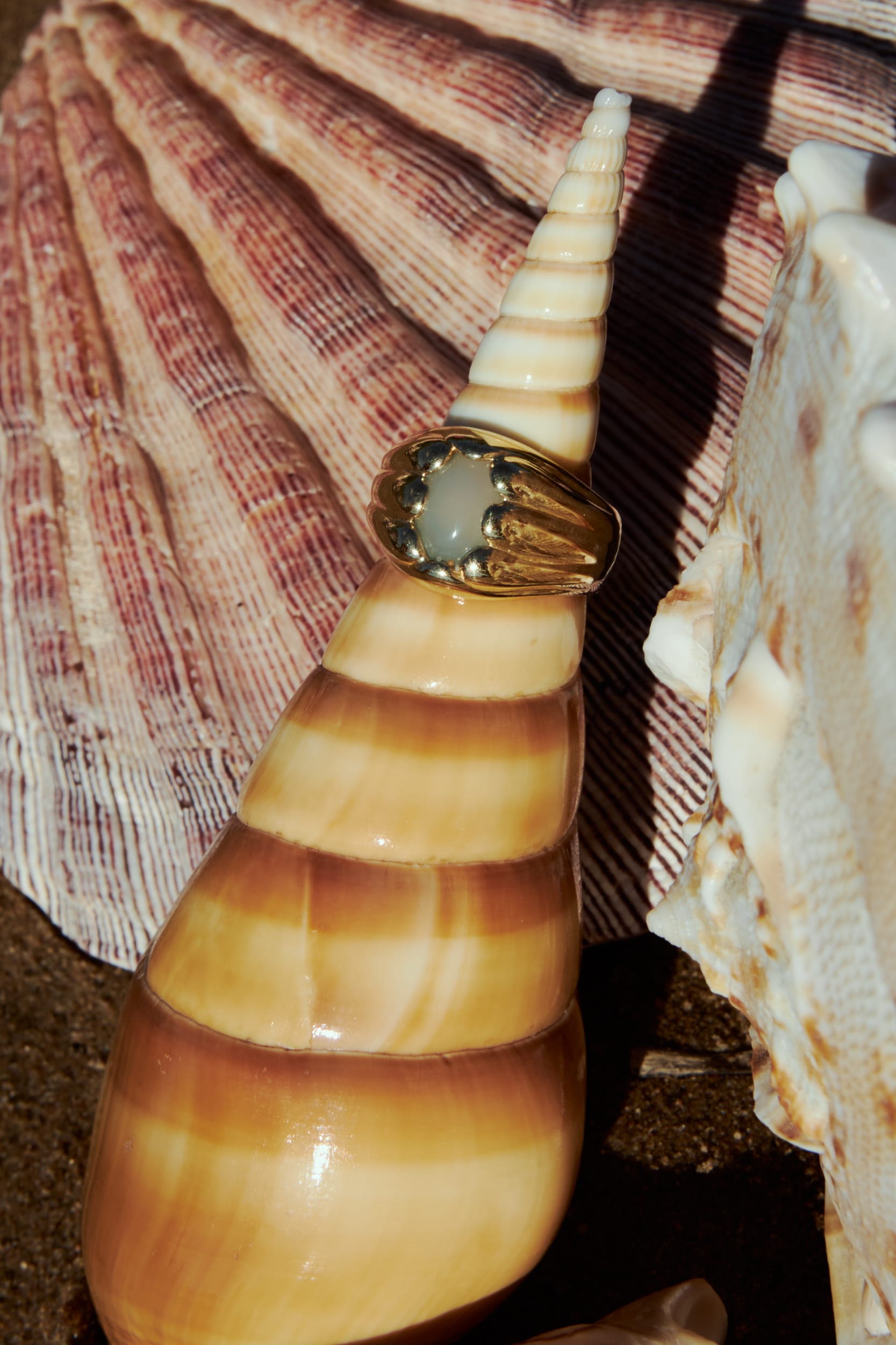 Sygnet Sirène Gold z Kamieniem Aqua