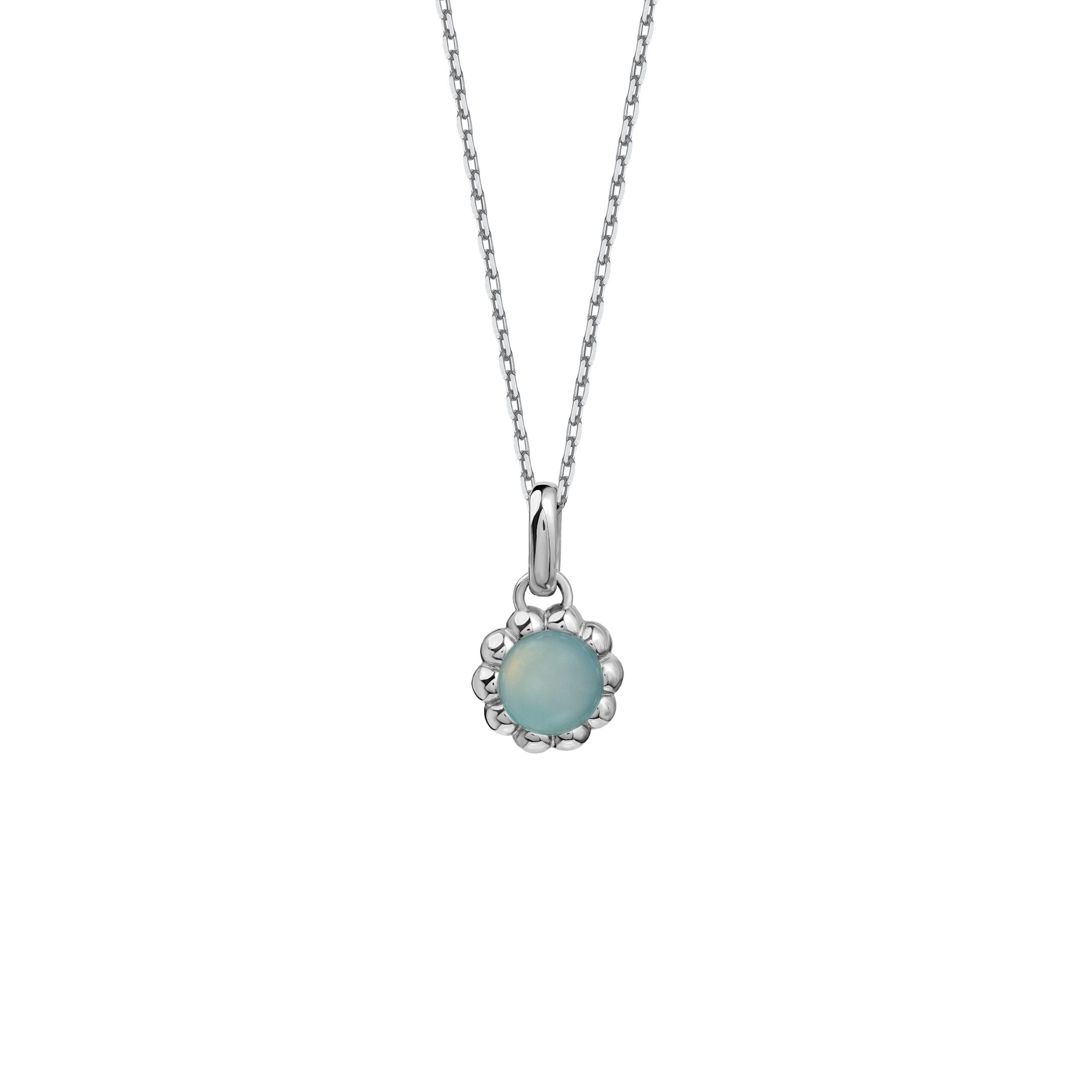 Naszyjnik Flora Silver z Kamieniem Aqua