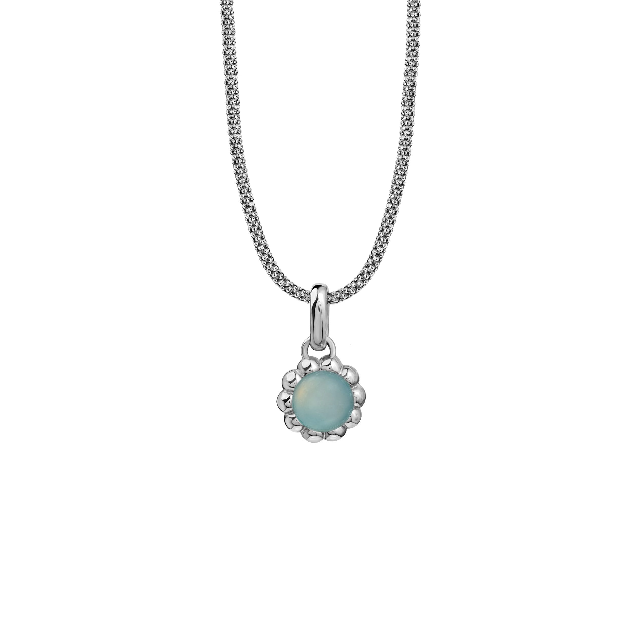 Naszyjnik Flora Silver z Kamieniem Aqua Owal