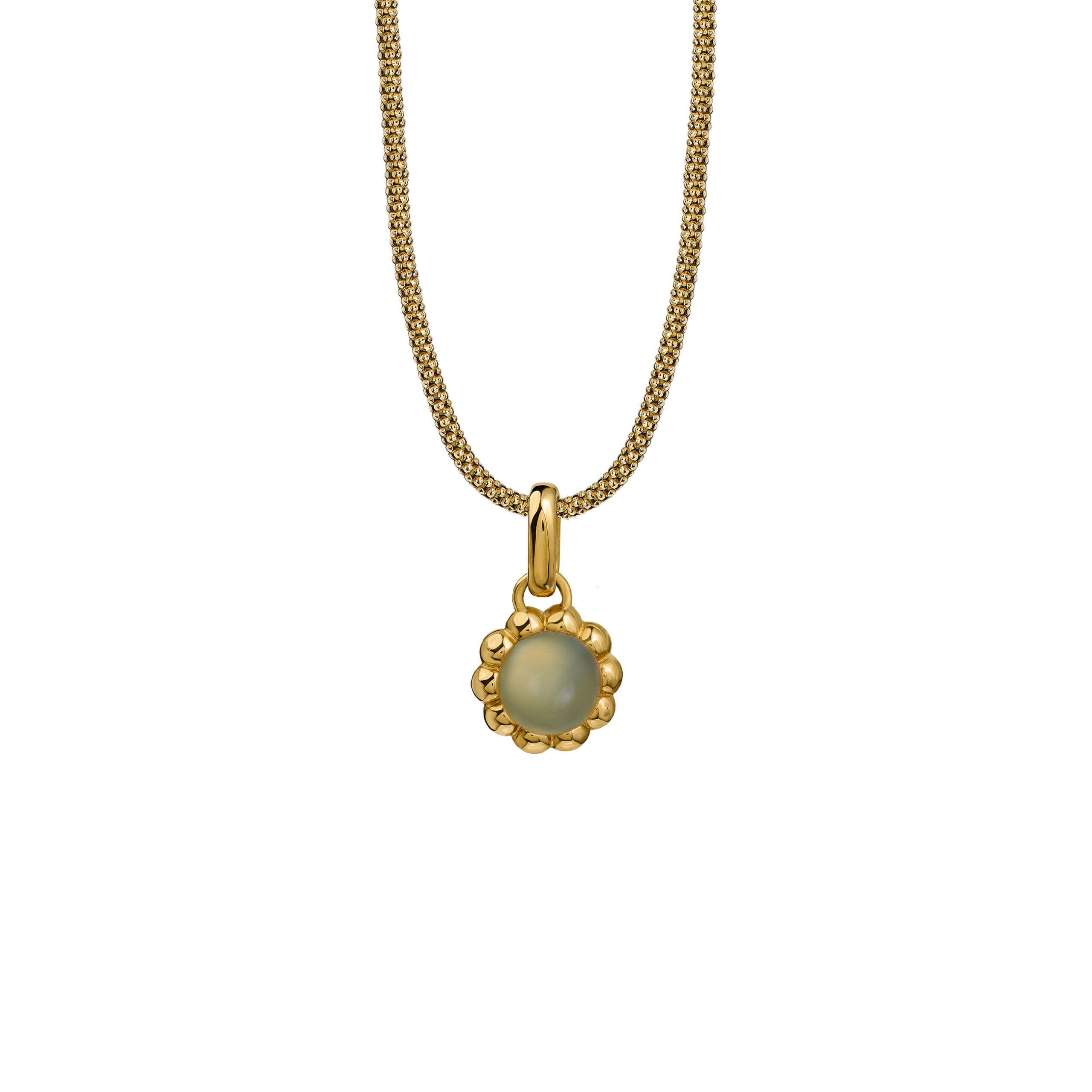 Naszyjnik Flora Gold z Kamieniem Aqua Owal