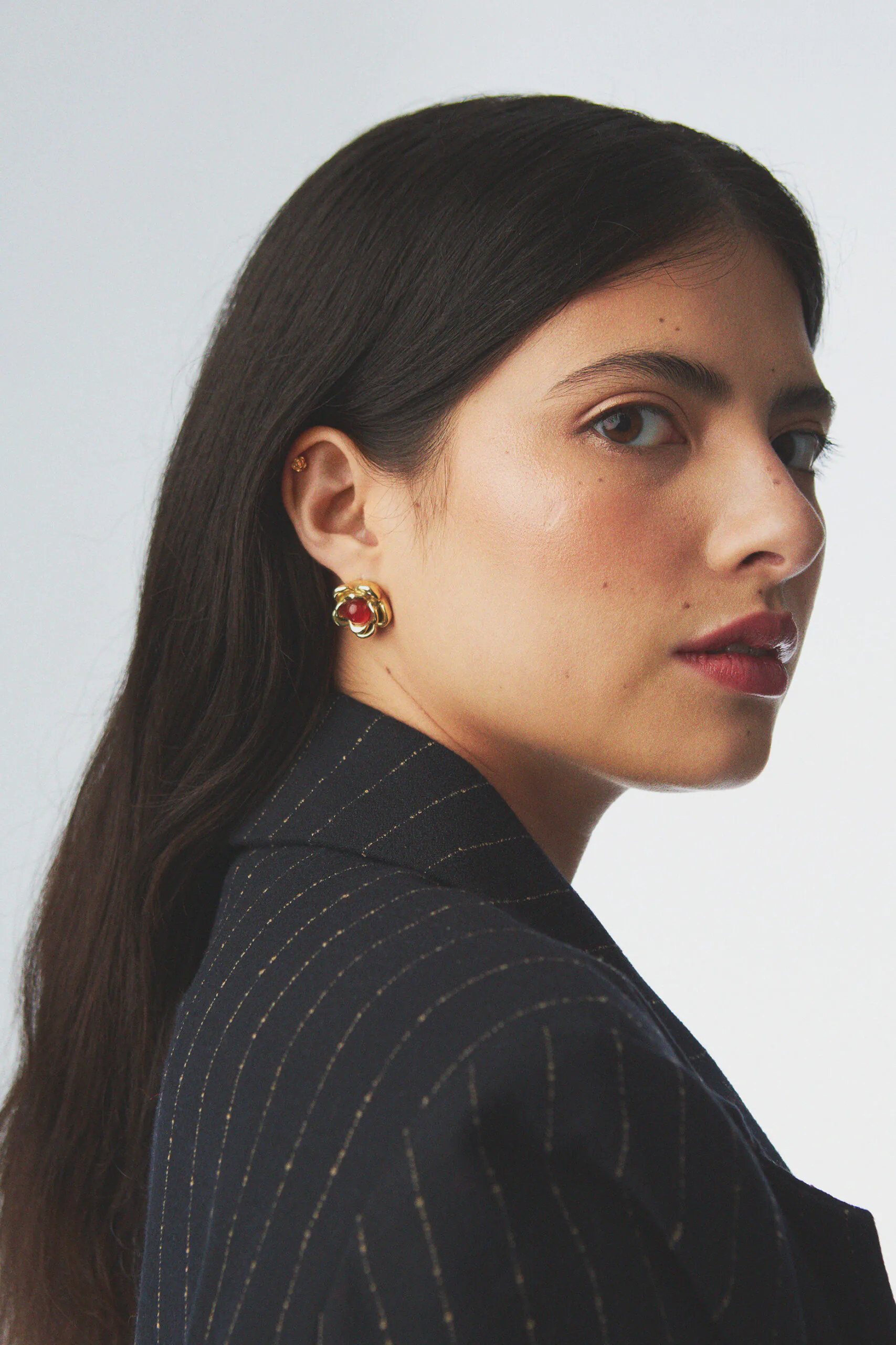 Burgundy Maxi ROSÉ Gold Earrings