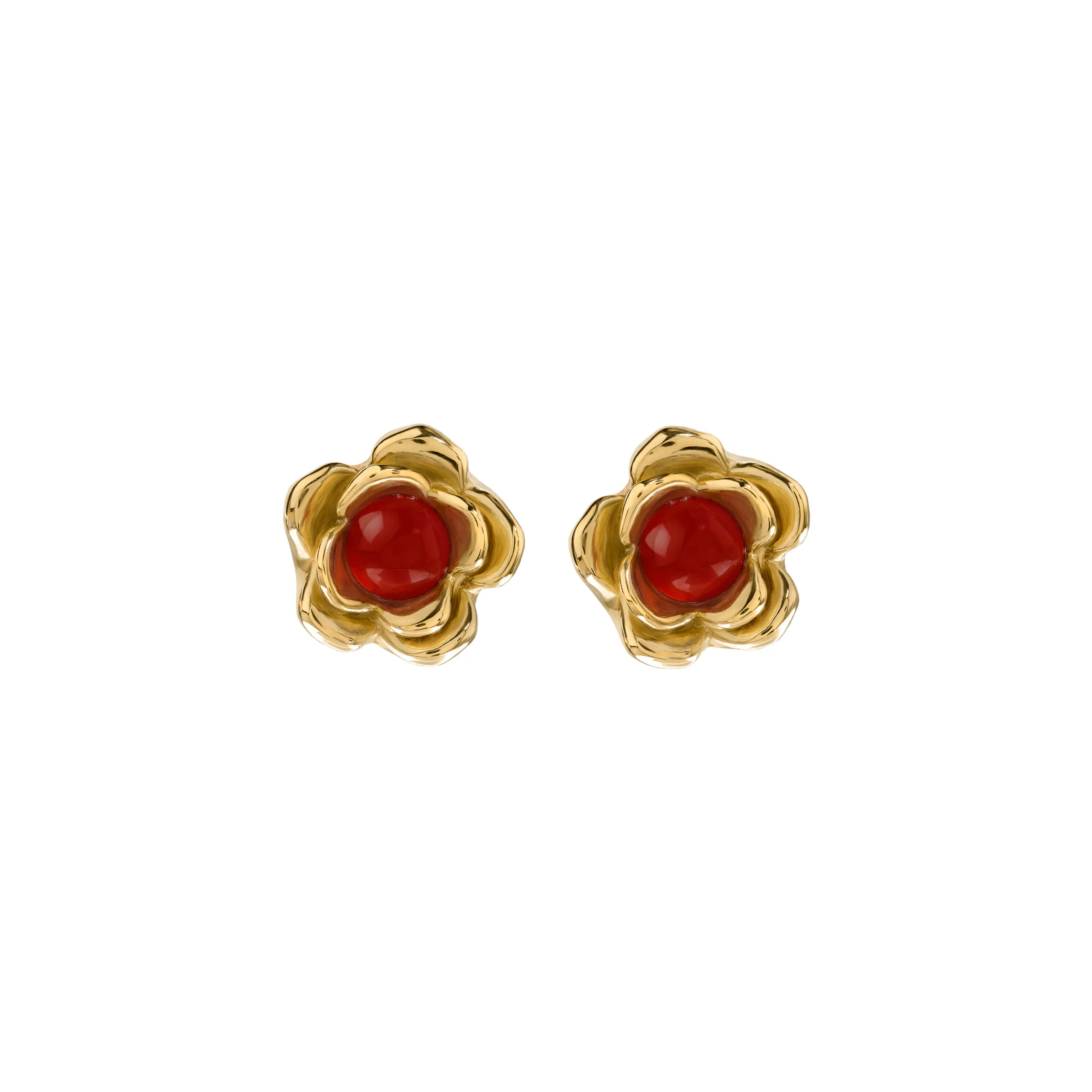 Burgundy Maxi ROSÉ Gold Earrings