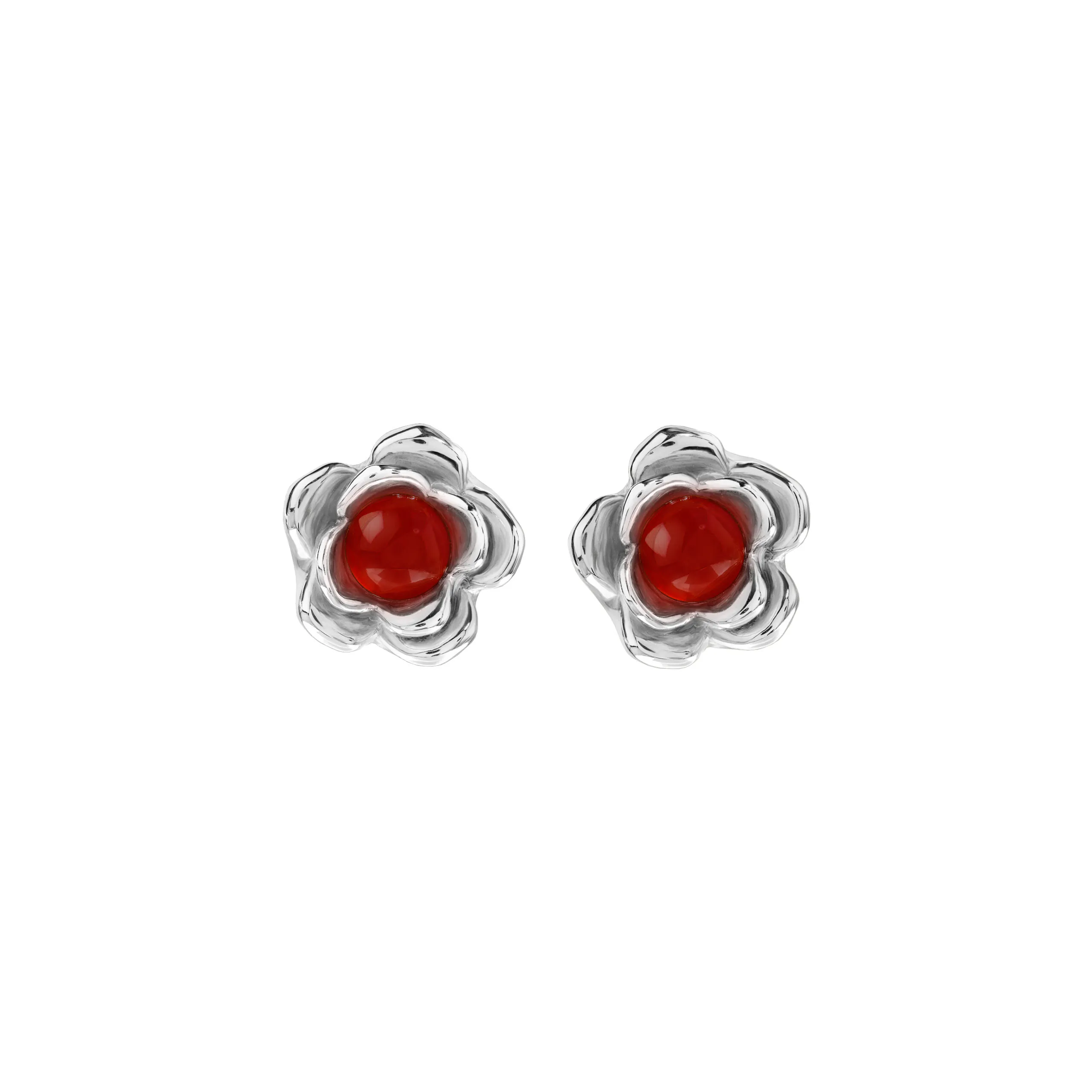 Burgundy Maxi ROSÉ Silver Earrings