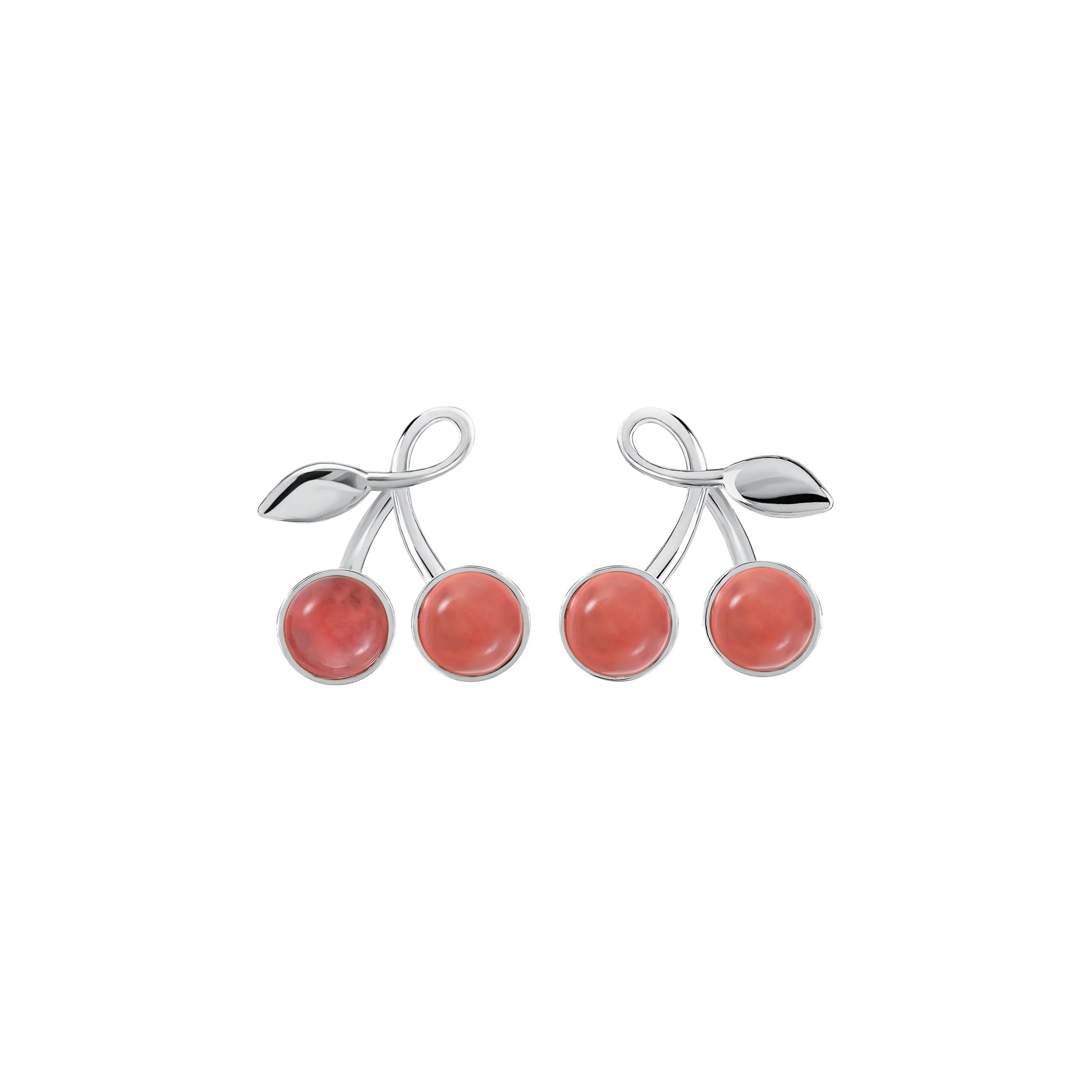 Kolczyki Cherry Medium Silver z Kamieniami Pink