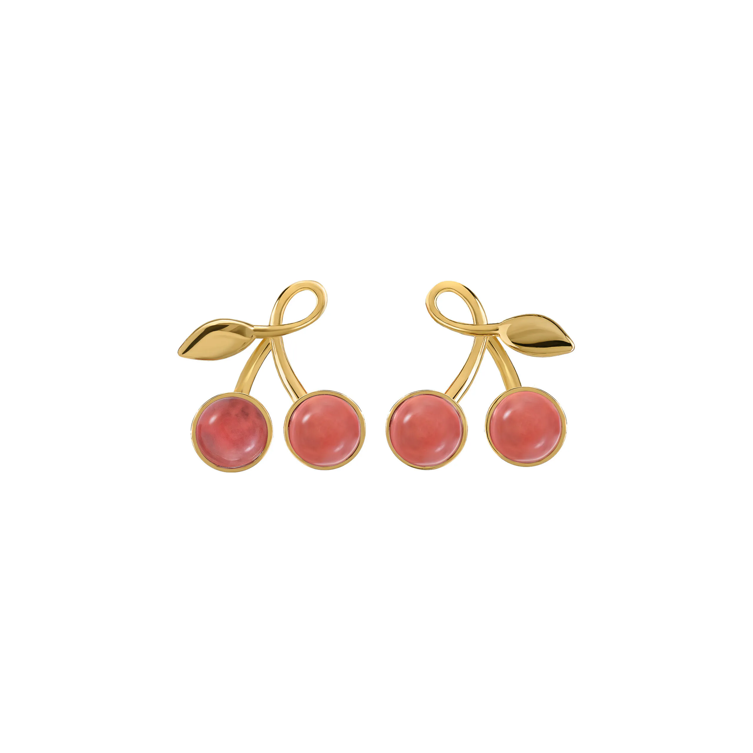 Kolczyki Cherry Medium Gold z Kamieniami Pink