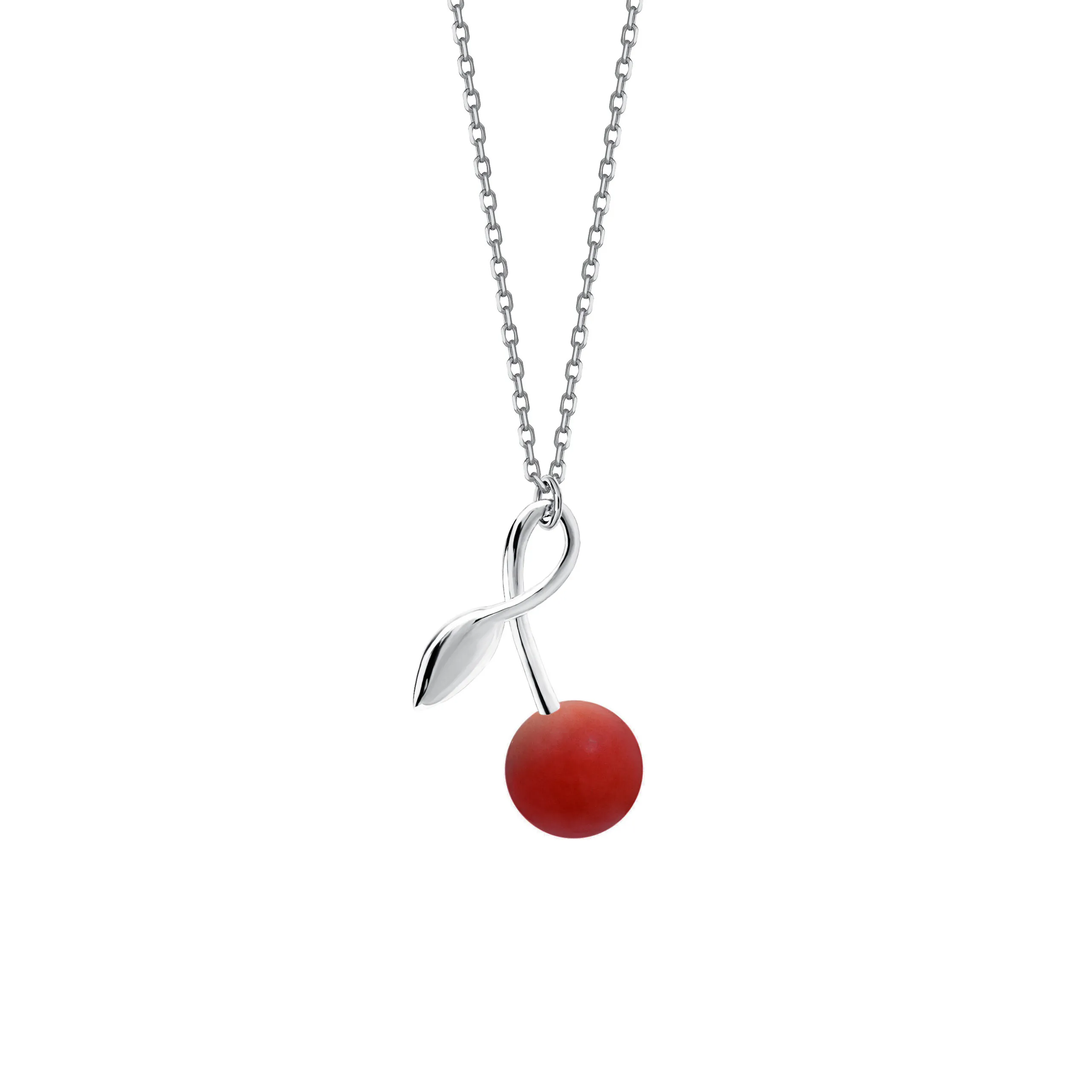 Naszyjnik Cherry Medium Silver z Kamieniem Red