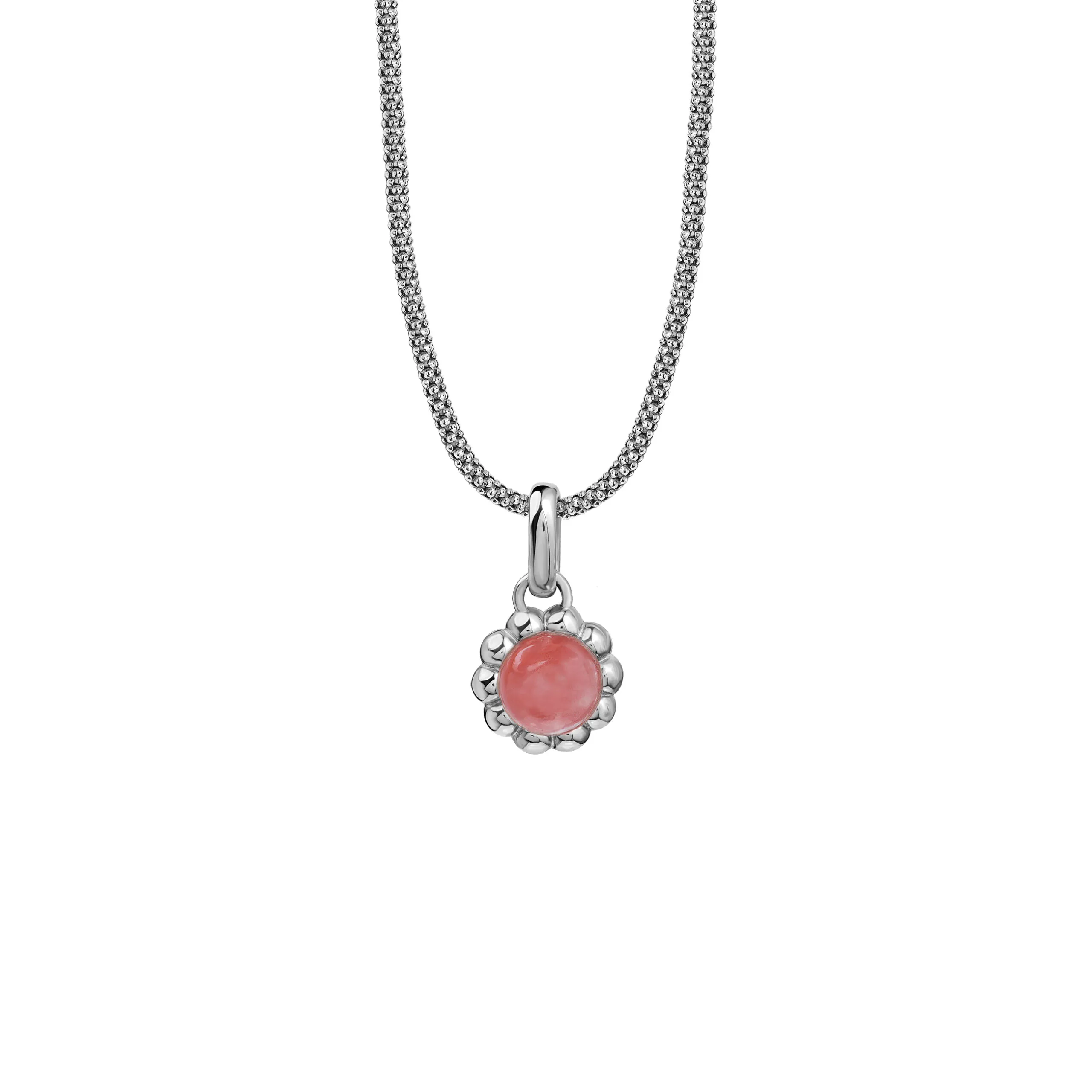 Zawieszka Flora Silver z Kamieniem Pink