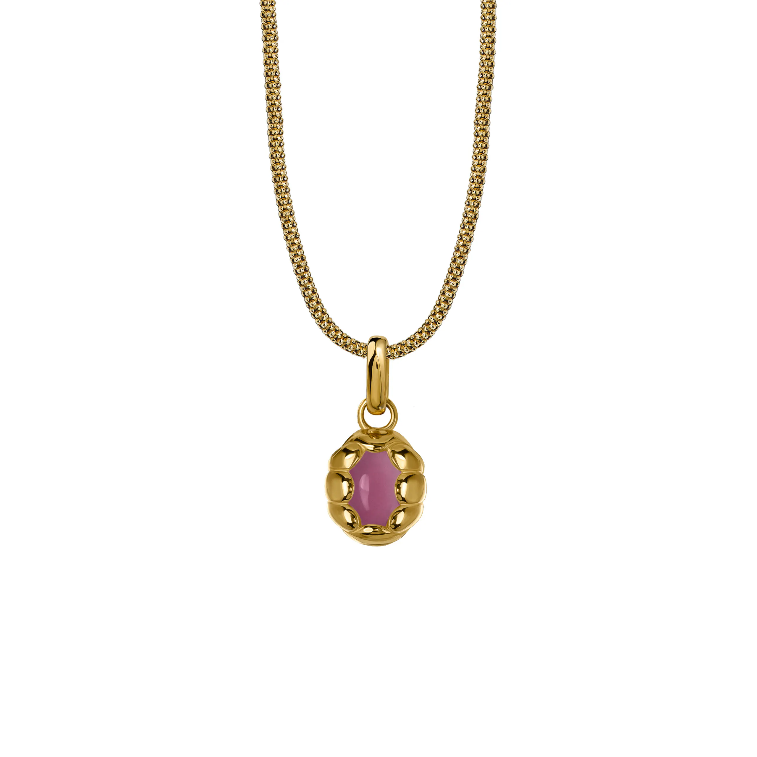 Naszyjnik Sirène Gold z Kamieniem Pink Owal