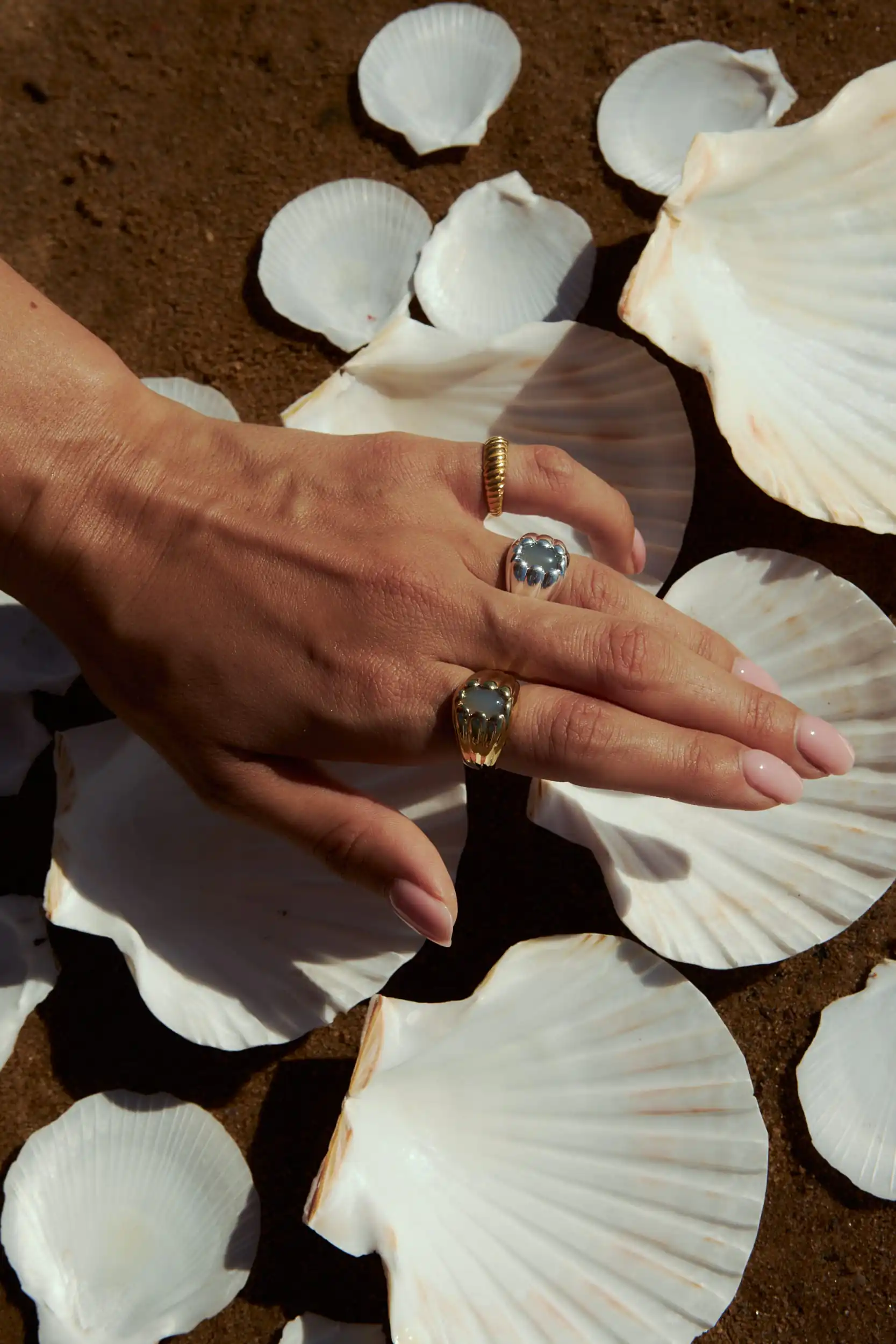 Sygnet Sirène Silver z Kamieniem Aqua