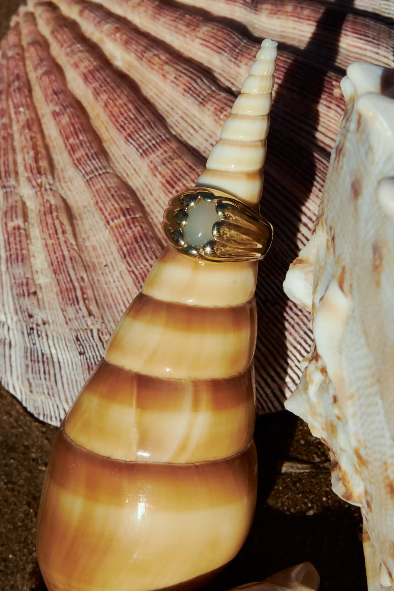 Sygnet Sirène Gold z Kamieniem Aqua